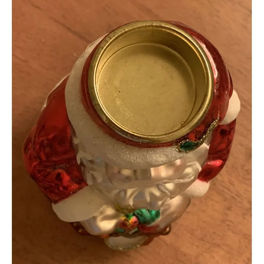 Vintage Glass Santa Holding Presents Christmas Tree Candle‎ Holder 6.7
